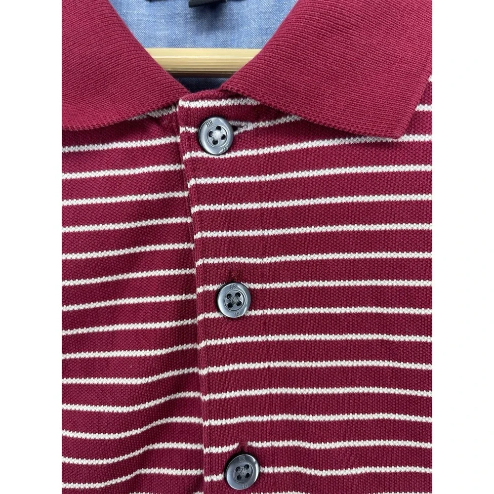 Banana Republic Polo Shirt Mens XL Golf Casual Knit Red Striped Short Sleeve